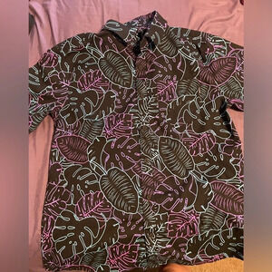 Hurley Mens Hawaiian Floral Pocket Button Down Shirt‎ Short Sleeve Size Small